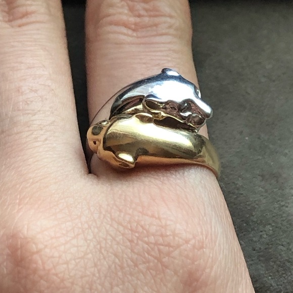 14k double panther ring - Picture 9 of 15